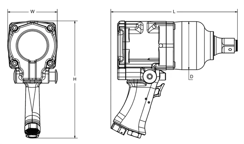 Impact Wrenchスペック寸法図